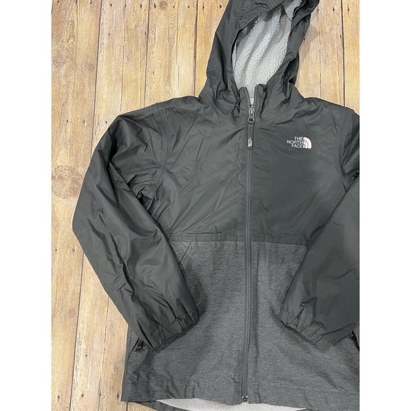 The North Face Boys Warm Storm Rain Jacket Black & Gray sz M 10/12 - Picture 2 of 14